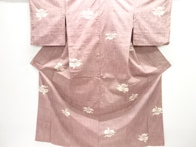 JAPANESE KIMONO / ANTIQUE KIMONO / SILK / TSUMUGI / WOVEN ORCHID